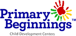 Primary Beginnings logo - multicolored with Blue text