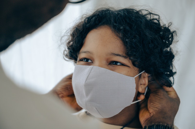 preschooler wearing a mask in raleigh