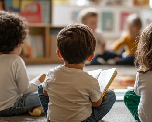 toddler care - toddlers in a reading circle